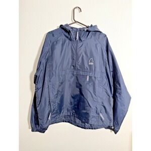 Sierra Designs Pullover Windbreaker Mens Medium Blue Packable Hooded Jacket